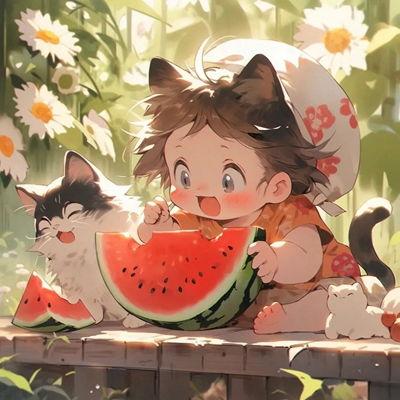 少女吃瓜头像动漫,动漫头像中的甜蜜诱惑